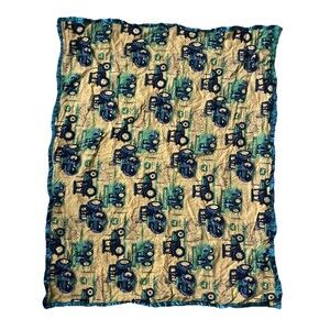 John Deere 37”X32” Baby Throw Blanket Minky Yellow Green Tractor Satin Trim Hand